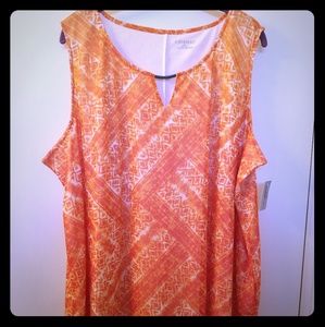 Catherines 2X Orange/White Abstract Tank